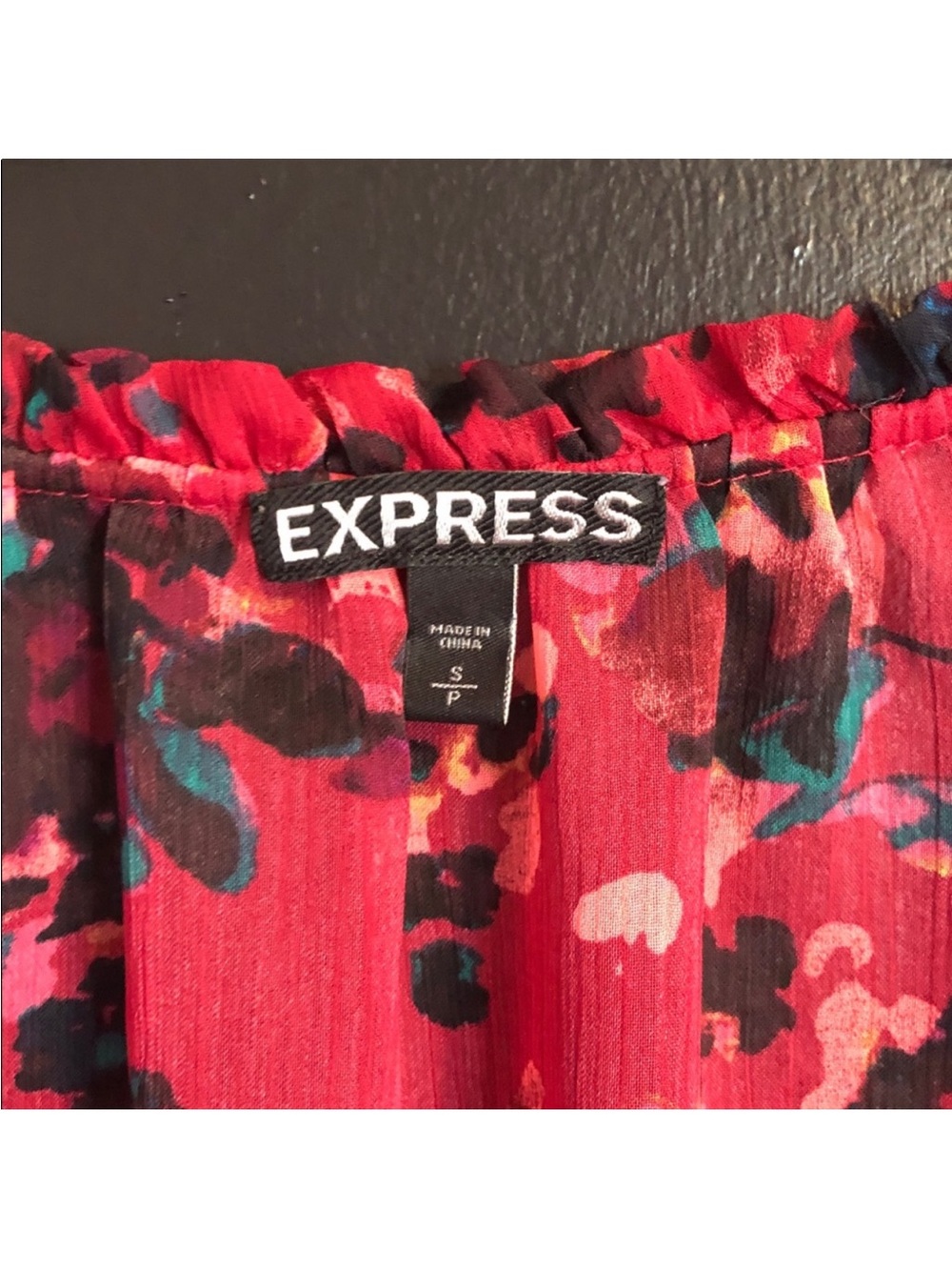 Express Red Multi-Color Floral Peasant Blouse - Picture 3 of 3